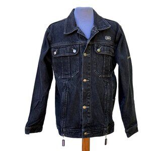 Exco Jean Jacket Black Denim Utility Pockets Vintage 90s Unisex Oversized